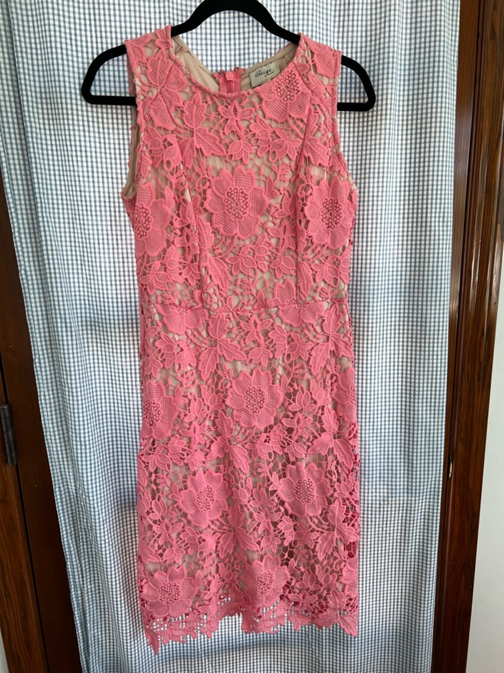 Beige by eci Pink Floral Lace Midi Dress